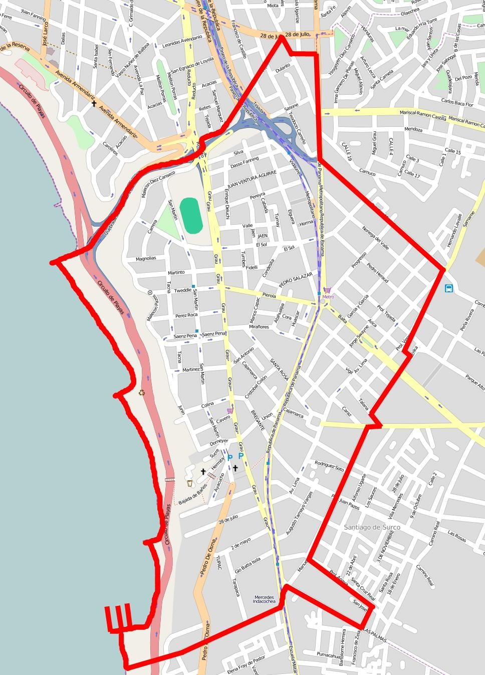 Map of barranco Lima
