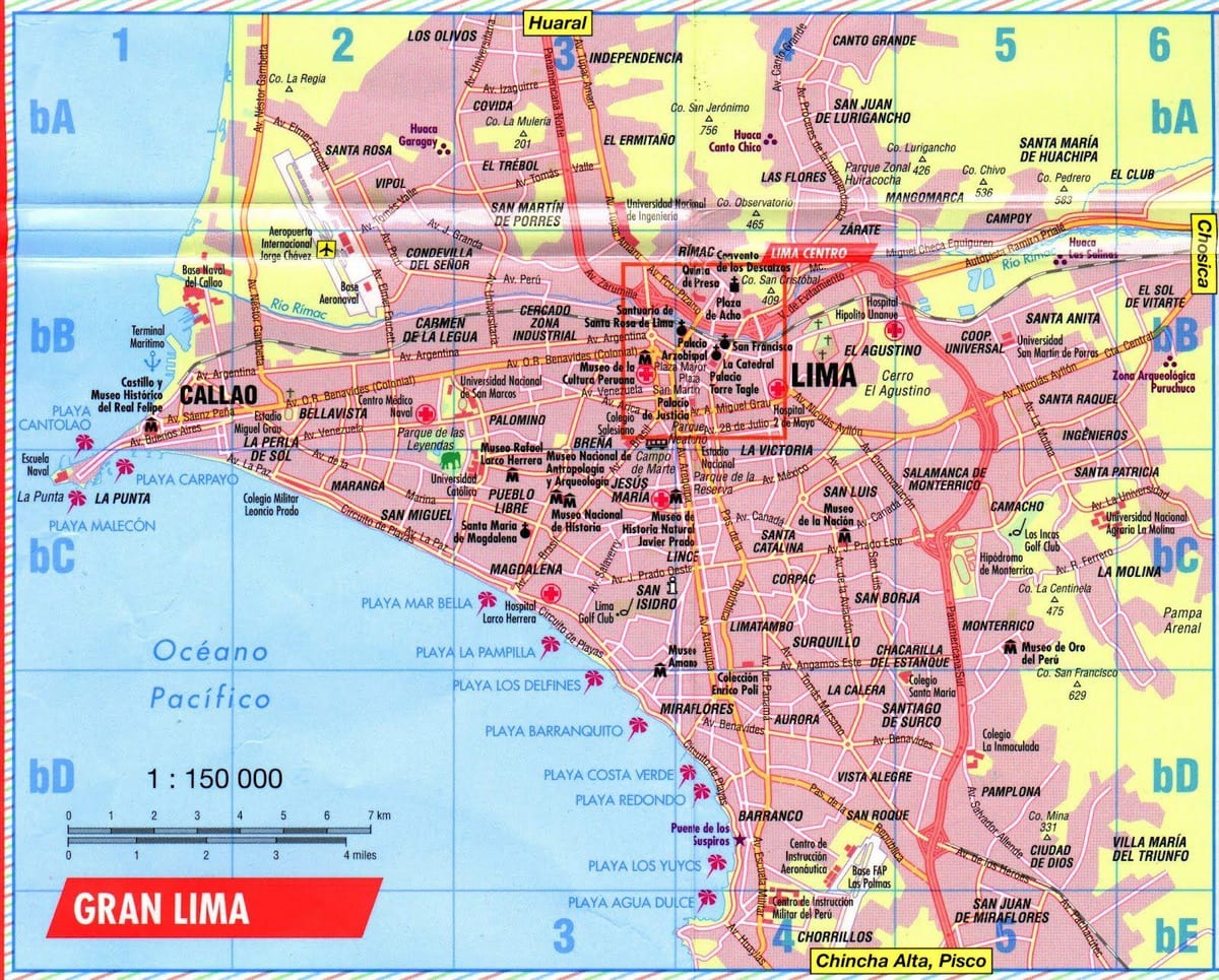 Map of Lima hop on hop off bus