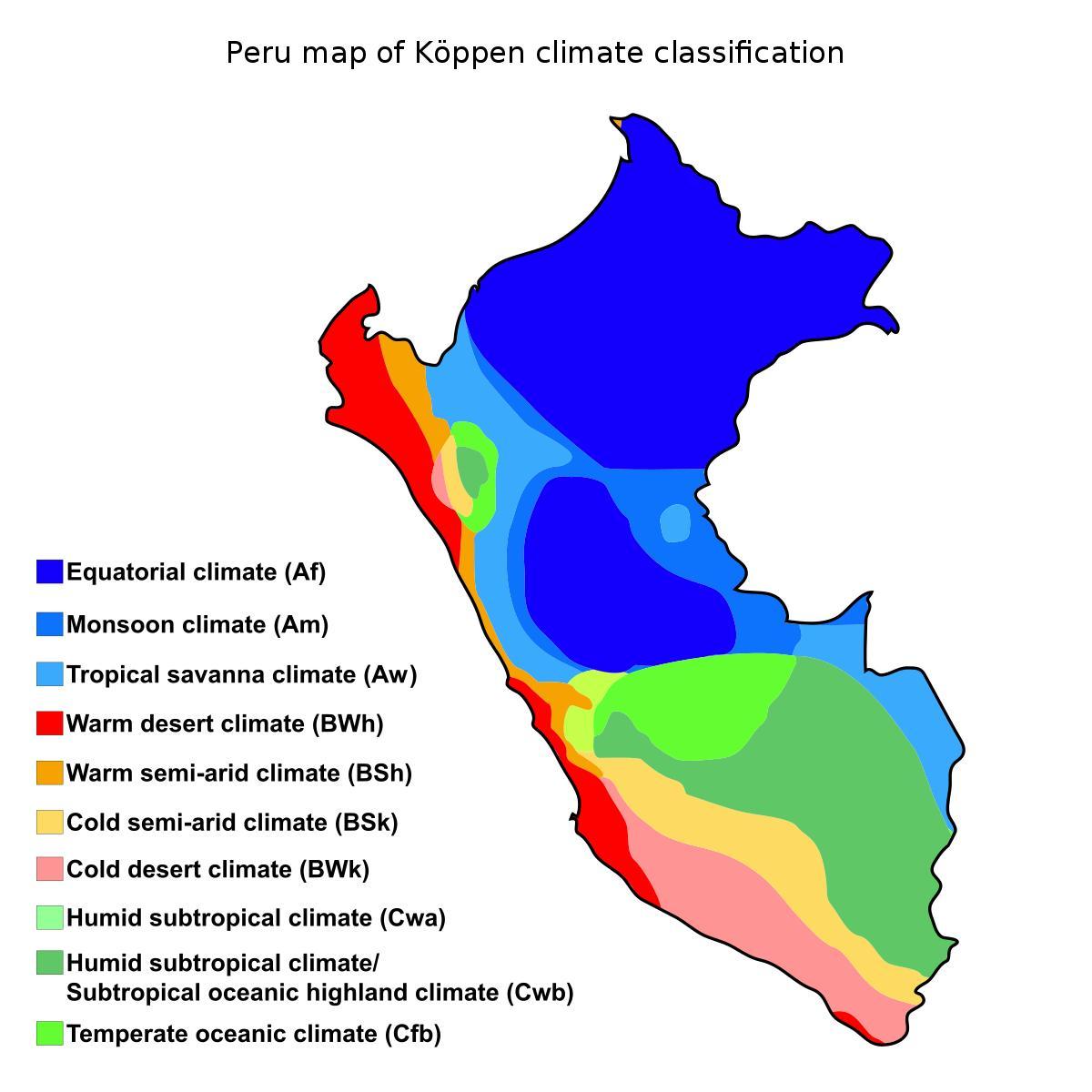 Map of peru cLimate